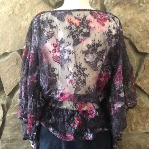NWOT Free People Lace Batwing Sleeve Peplum Blouse, Size S - Picture 4 of 7